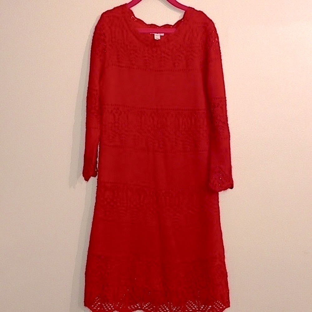 Cat & Jack red crochet sweater dress